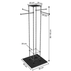 DecoWoerner Abhängeständer LOFT, 85 - 145 Cm Hoch schwarz