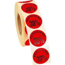 Best DecoWoerner Aktions-Etiketten 30 %, 1000 Stück rot