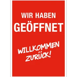 Hot DecoWoerner Aktionsplakat "wir Haben Geöffnet" Eckig DIN A1 rot
