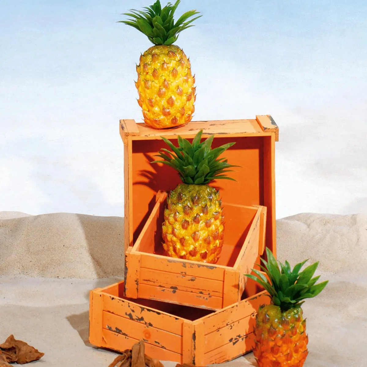Sale DecoWoerner Ananas Lebensmittel-Attrappe 21 Cm orange