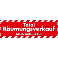 Discount DecoWoerner Ankleber "Total Räumungsverkauf", 99 X 30 Cm rot