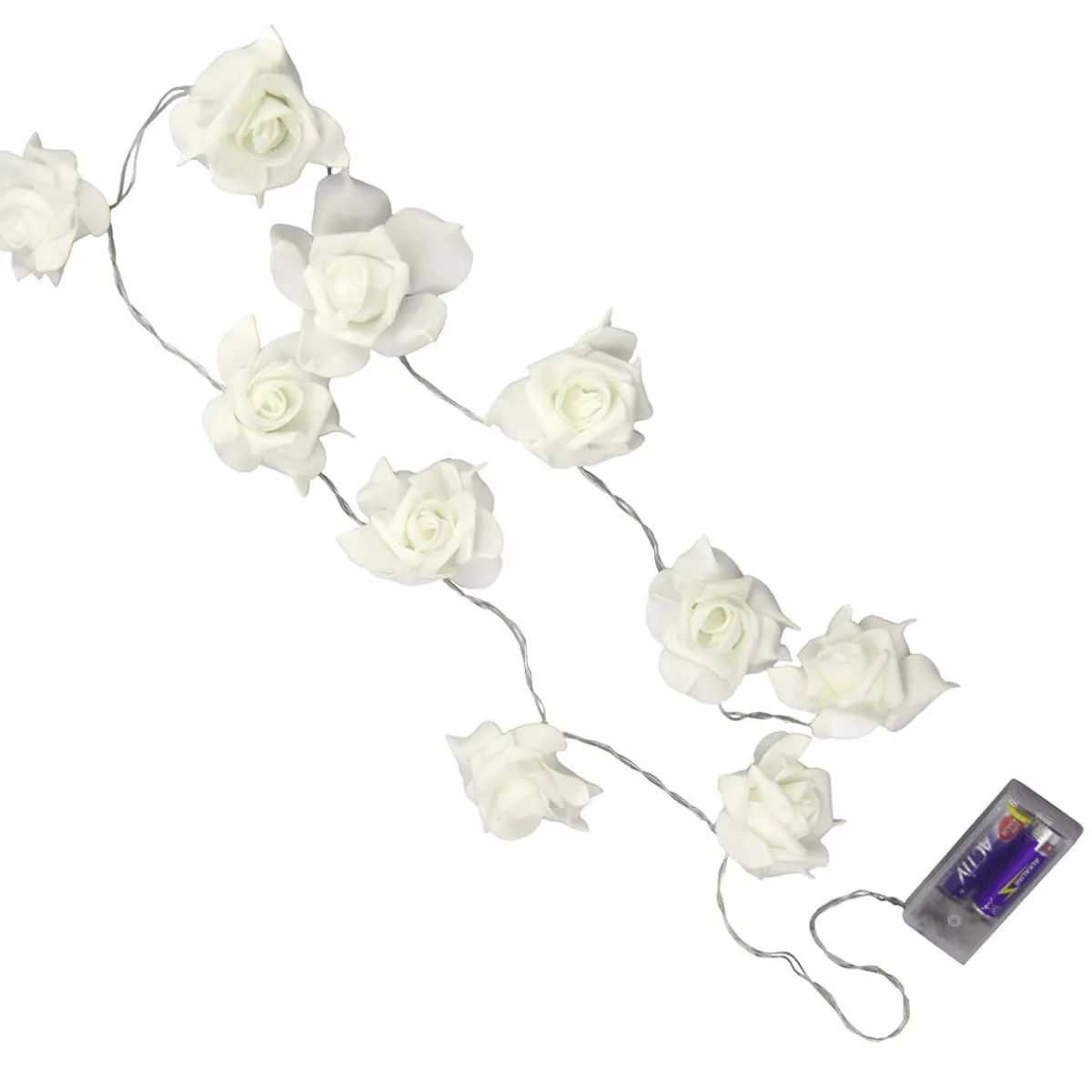 Best DecoWoerner Batterielichterkette Mit e Rosen 110 Cm weiß