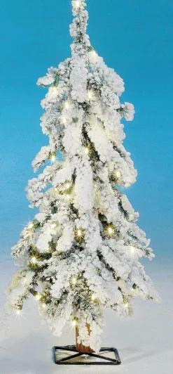 DecoWoerner Beschneiter, Künstlicher Tannenbaum Alpintanne Mit LED 60 Cm weiß