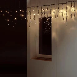 Online DecoWoerner Blinkendes Icicle-Light Schwarz IP67, 3 X 1 M