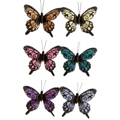 Clearance DecoWoerner Bunte Deko-Schmetterlinge Mit Clip 6 Stück 9,50 Cm mehrfarbig