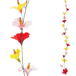 DecoWoerner Bunte Künstliche Hibiskus Girlande 180 Cm mehrfarbig
