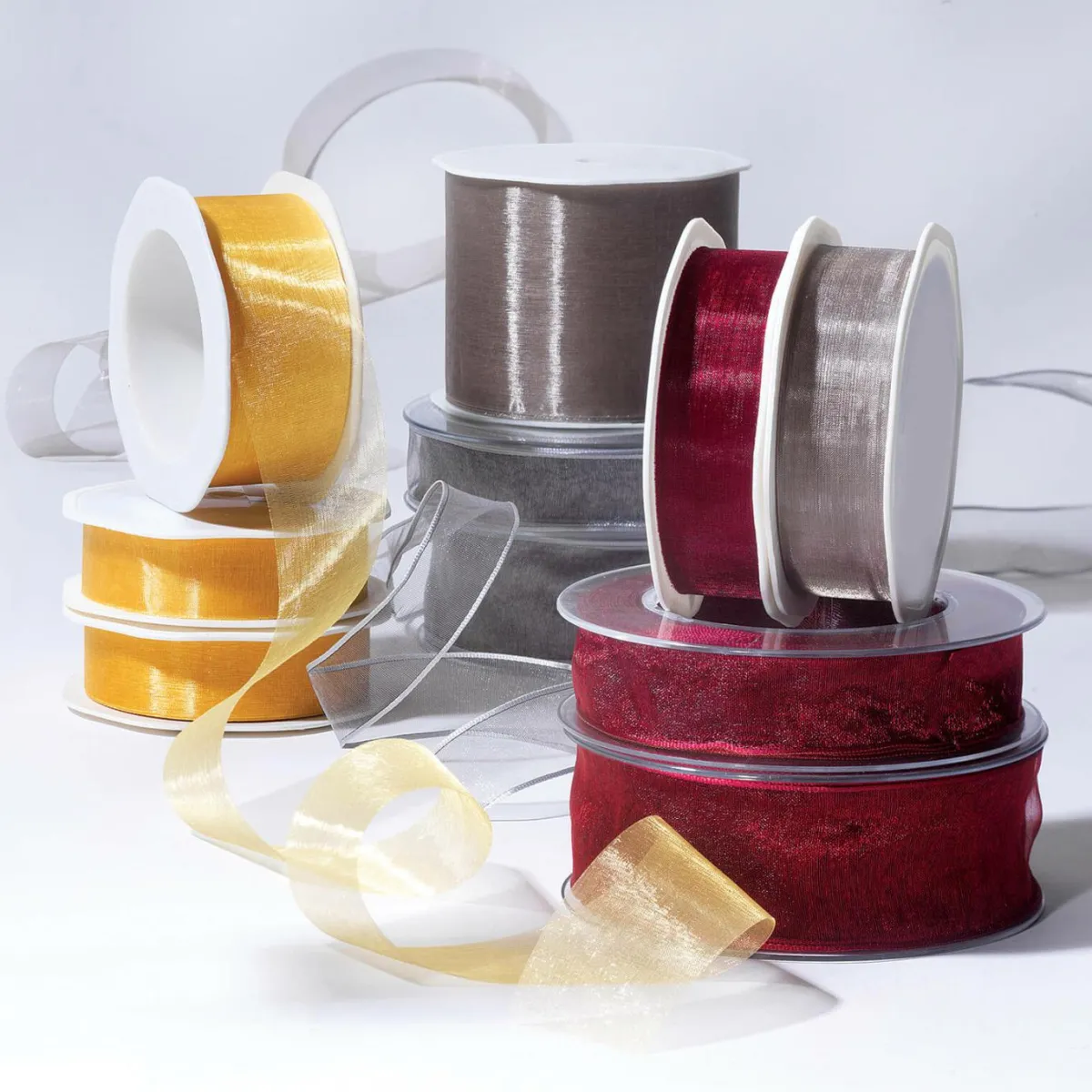 Outlet DecoWoerner Chiffonband 25 Mm, 25 M, Bordeaux rot