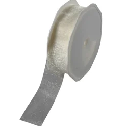 Outlet DecoWoerner Chiffonband 25 Mm, 25 M, Creme weiß