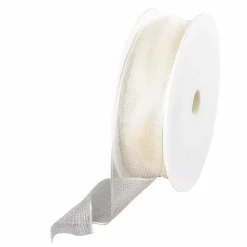 Sale DecoWoerner Chiffonband Mit Draht Creme 25 Mm Breit, 20 M weiß