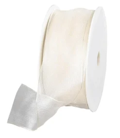 New DecoWoerner Chiffonband Mit Draht Creme 40 Mm Breit, 20 M weiß