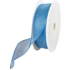 Outlet DecoWoerner Chiffonband Mit Draht Hell 25 Mm Breit, 20 M blau