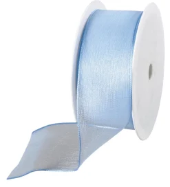 Best DecoWoerner Chiffonband Mit Draht Hell 40 Mm Breit, 20 M blau