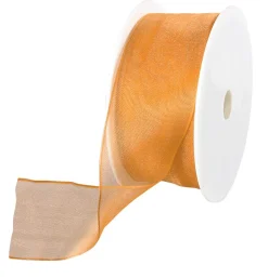 New DecoWoerner Chiffonband Mit Draht 40 Mm Breit, 20 M orange