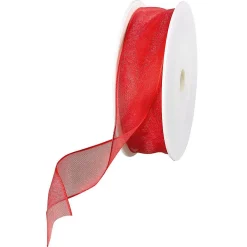 Clearance DecoWoerner Chiffonband Mit Draht 25 Mm Breit, 20 M rot