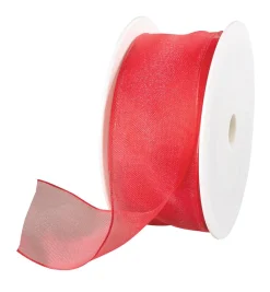 Discount DecoWoerner Chiffonband Mit Draht 40 Mm Breit, 20 M rot