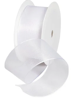Clearance DecoWoerner Chiffonband Mit Draht 40 Mm Breit, 20 M weiß