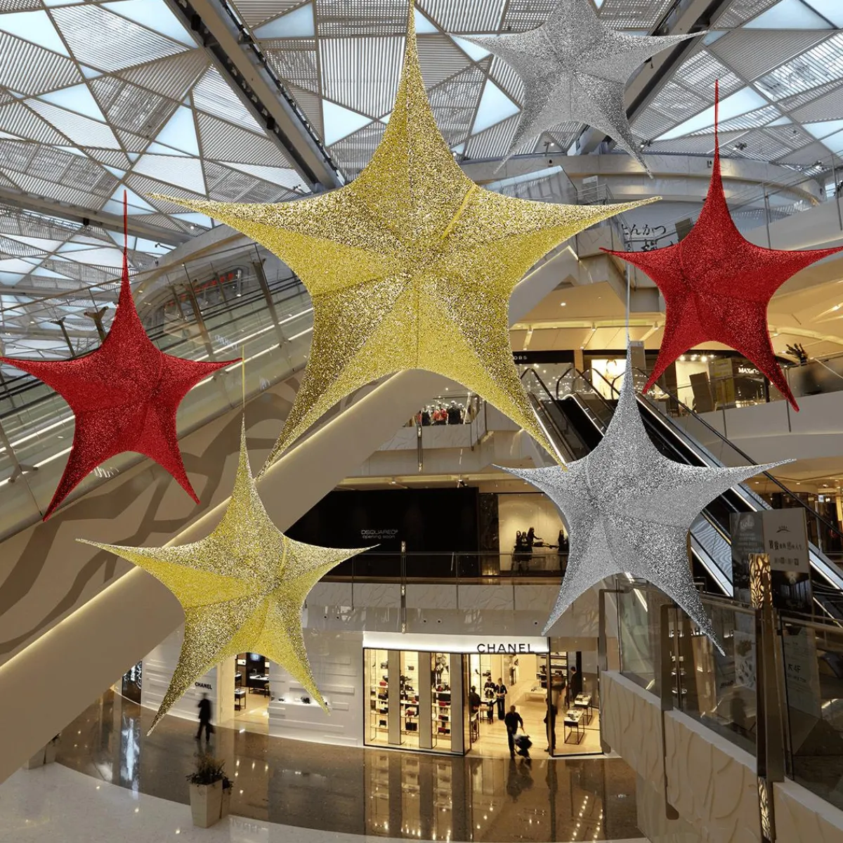 Outlet DecoWoerner Deko Faltstern Glitter Mit Reißverschluss, 40 Cm gold