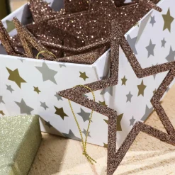 Online DecoWoerner Deko Glitzersterne, Pack á 10 Stück braun