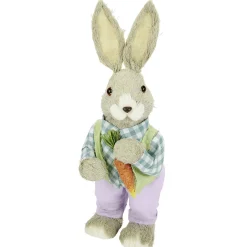Discount DecoWoerner Deko Hase Aus Stroh Lila-blau 48 Cm Männchen mehrfarbig