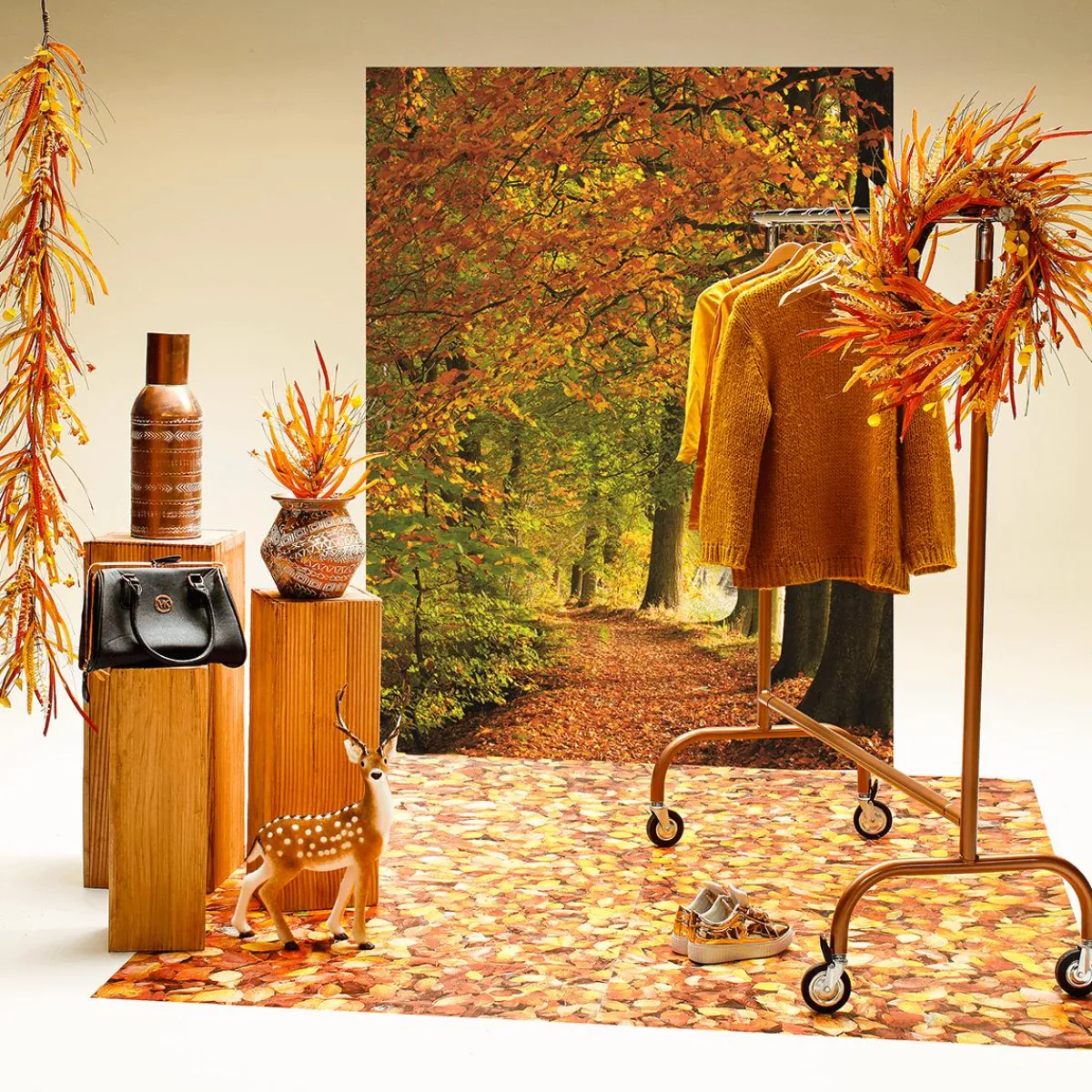 Discount DecoWoerner Deko Herbst-Mix-Kunstranke 150 Cm orange