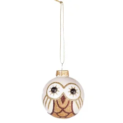 New DecoWoerner Deko Hänger Glas Kugel „Eule“ 24 Stück In Der Box braun