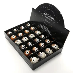New DecoWoerner Deko Hänger Glas Kugel „Eule“ 24 Stück In Der Box braun