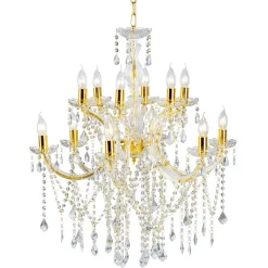 DecoWoerner Deko Kronleuchter Aus Glas 78 Cm gold