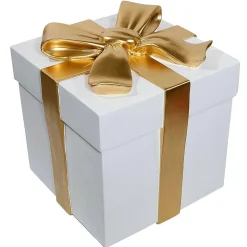DecoWoerner Deko Päckchen 40 Cm, Weiß- gold