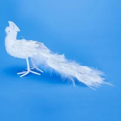 Best DecoWoerner Deko Pfau Mit Glitzer 7 X 40 X 20 Cm weiß