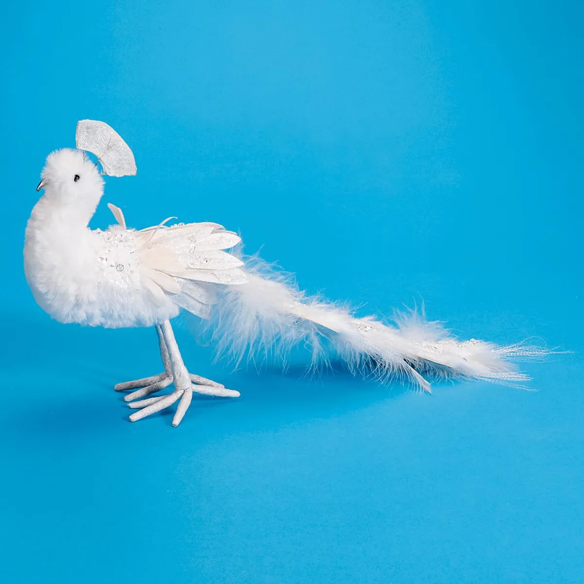 Best DecoWoerner Deko Pfau Mit Glitzer 7 X 40 X 20 Cm weiß