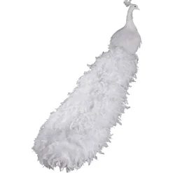 Best DecoWoerner Deko Pfau , 150 Cm Lang weiß