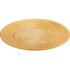 Hot DecoWoerner Deko Schale Aus Holz Gold Lackiert 49 Cm Ø Mit Verzierungen Beige