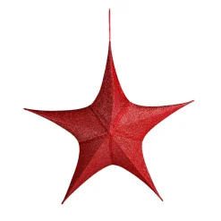 New DecoWoerner Deko Stoff-Faltstern Glitter Mit Reißverschluss, 40 Cm rot