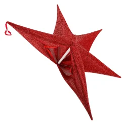 New DecoWoerner Deko Stoff-Faltstern Glitter Mit Reißverschluss, 40 Cm rot