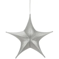 Discount DecoWoerner Deko Stoff-Faltstern Metallic Mit Reißverschluss silber