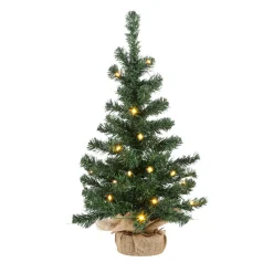 Hot DecoWoerner Deko Tannenbaum Mit LED Und Jutesack 60 Cm grün