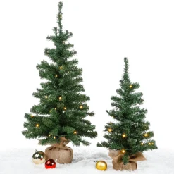 Hot DecoWoerner Deko Tannenbaum Mit LED Und Jutesack 60 Cm grün
