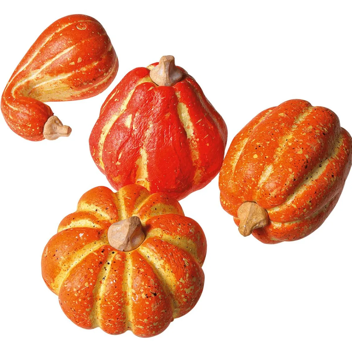 Discount DecoWoerner Deko Zierkürbisse, Pack à 4 Stück orange