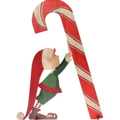 Sale DecoWoerner Deko-Aufsteller Weihnachtself Mit Zuckerstange grün