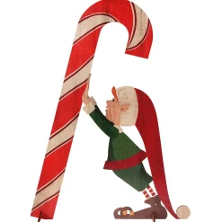 Sale DecoWoerner Deko-Aufsteller Weihnachtself Mit Zuckerstange grün