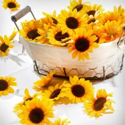Discount DecoWoerner Dekoblüten Sonnenblumen, Pack à 24 Stück gelb