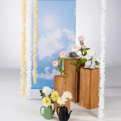 New DecoWoerner Dekoblüten-Girlanden, Pack à 3 Stück weiß