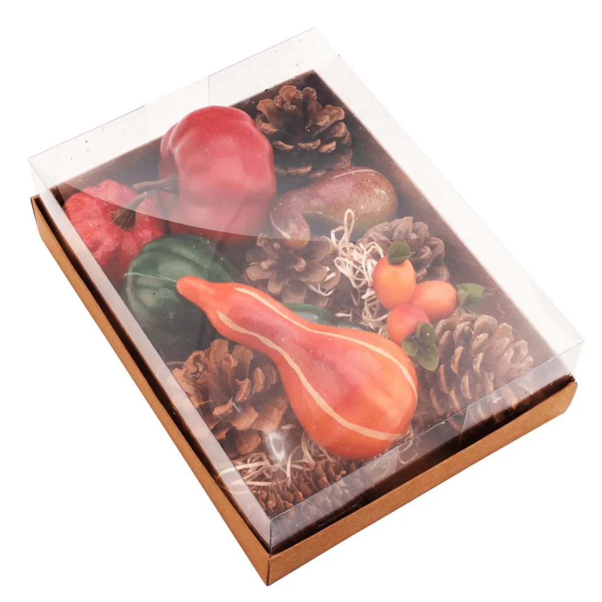 Clearance DecoWoerner Deko-Box Kürbis-Mix Mit Tannenzapfen 20 X 15 X 6 Cm mehrfarbig