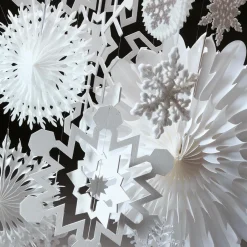 Best DecoWoerner Dekofächer 50cmØ Papier B1 Schneeflocke weiß