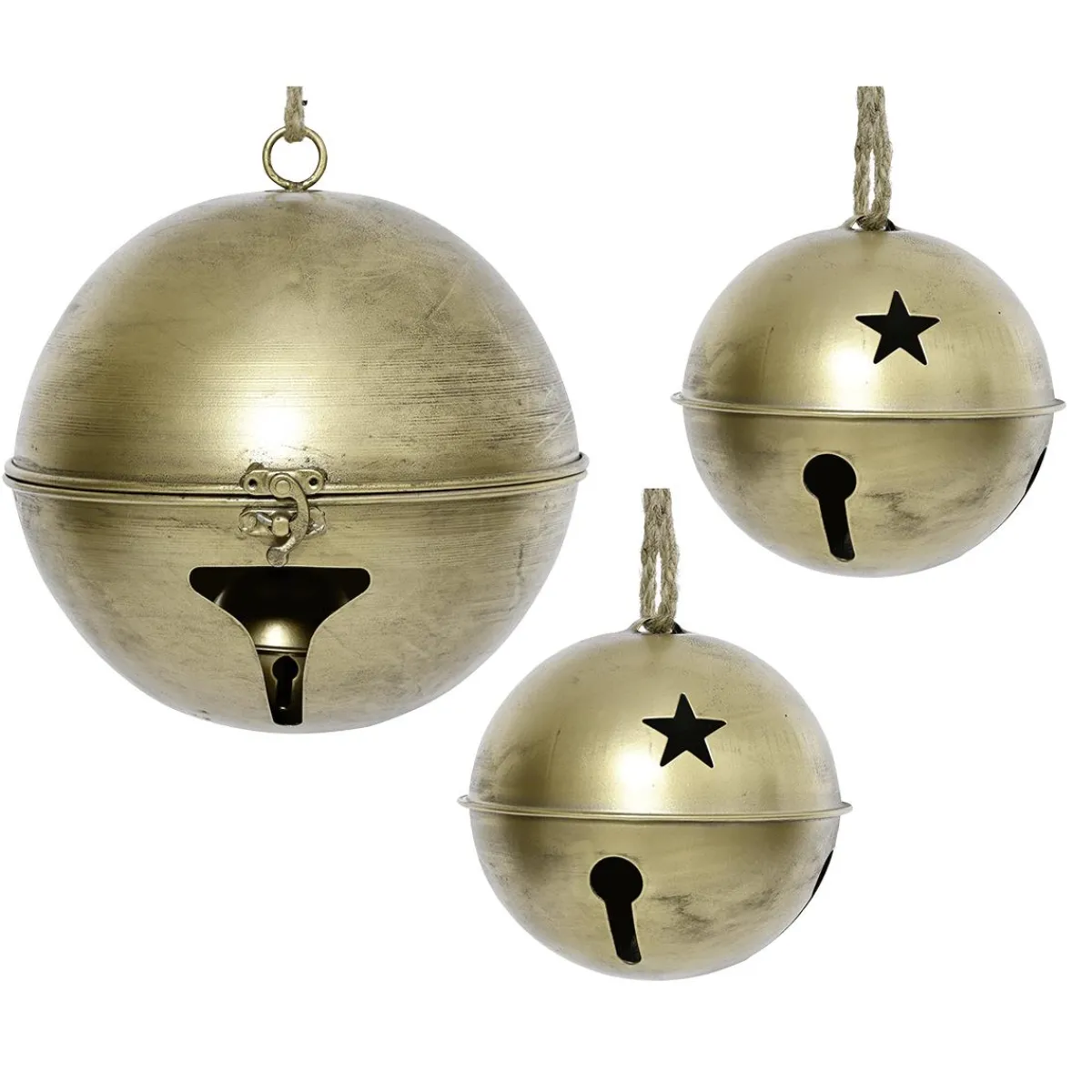New DecoWoerner Deko-Glocken Aus Eisen 3tlg. Set gold