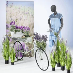DecoWoerner Dekogras Mit Lavendel Im Topf 100 Cm grün