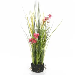 Sale DecoWoerner Deko-Gras Mit Stiefmütterchen 48 Cm rosa