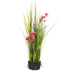 Sale DecoWoerner Deko-Gras Mit Stiefmütterchen 48 Cm rosa