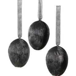 Hot DecoWoerner Deko-Hänger Feder-Ei , 8 Cm Lang, 3 Stück schwarz