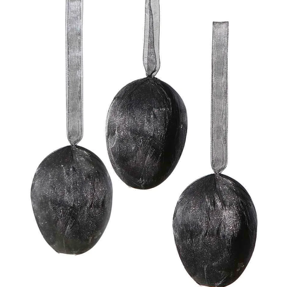 Hot DecoWoerner Deko-Hänger Feder-Ei , 8 Cm Lang, 3 Stück schwarz
